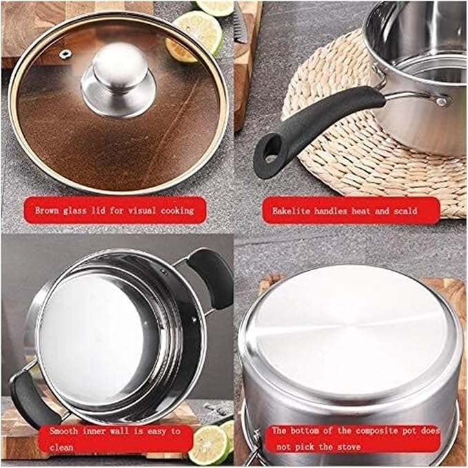 Kitchen Cooking Sets 3 Pcs Set Stainless Steel Pot Soup Pot Nonmagnetic Cooking Cookware Non Stick Pan Induction Cooker Pot Cookware Sets