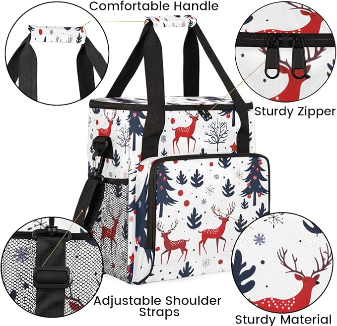 Xmas Tree Xmas Coffee Maker Carrying Bag Portable Travel Storage Tote Bag Compatible with K-Mini or K-Mini Plus Single Serve Coffee Brewer Carrying Case with Multiple Pockets &amp Shoulder Strap