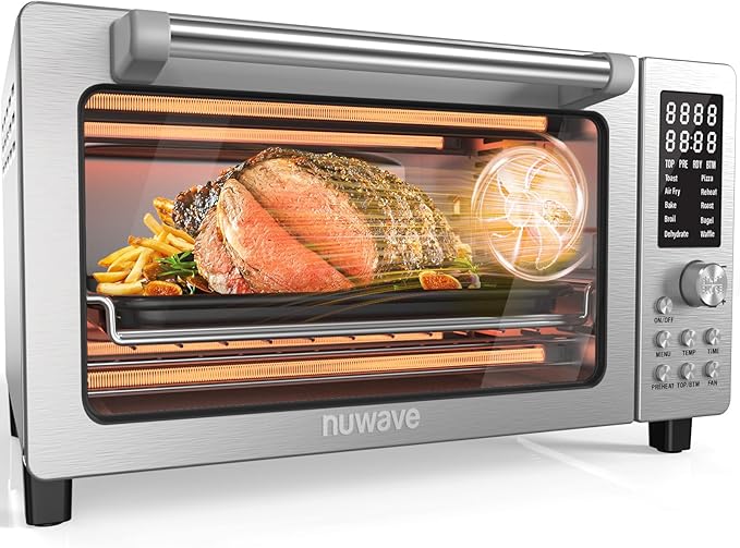 Nuwave Bravo Pro Smart 21QT Toaster Oven Air Fryer Combo Convection Oven Countertop 10 functions all in 1 with even &amp quick crisp technology 50-450°F 1800W Stainless Steel