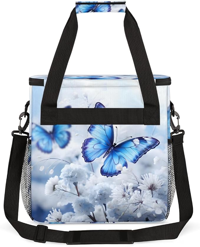 Flowers Butterfly Coffee Maker Carrying Bag Dreamy Butterfly Travel Storage Bag Compatible with K-Mini or K-Mini Plus Single Serve Coffee Brewer Carrying Case with Multiple Pockets &amp Shoulder St