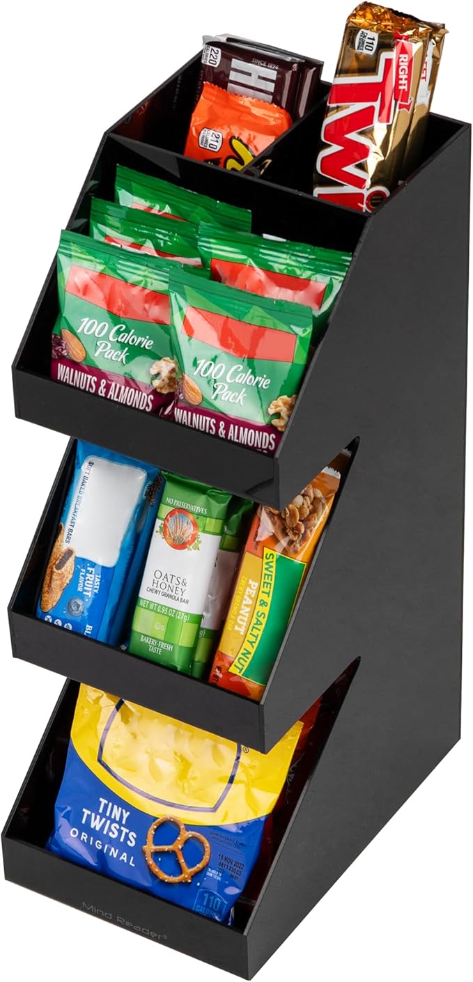 Mind Reader Coffee Tea Utensil and Condiment Station Countertop Organizer Coffee Bar Kitchen 6L x 9W x 16H Black