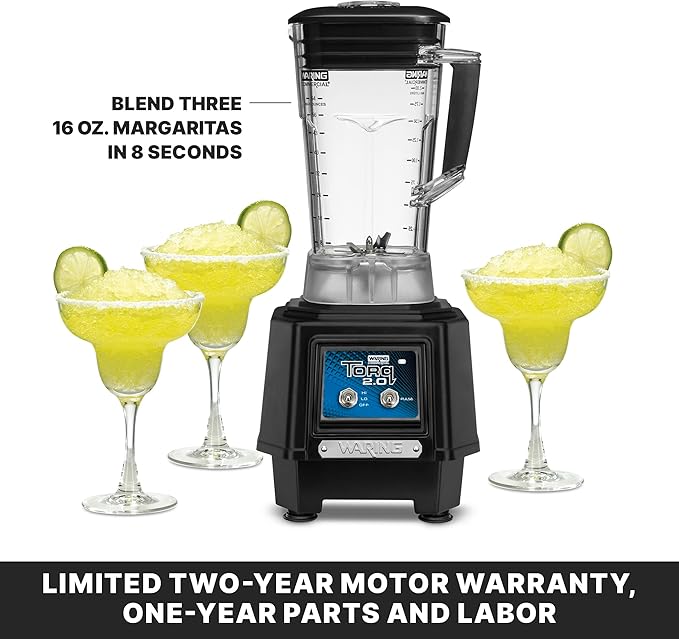 Waring Commercial TBB145P6 TORQ 2 Horsepower Blender 2 speed Toggle Switch Controls with 64 oz. BPA Free Container 120V 5-15 Phase Plug Black