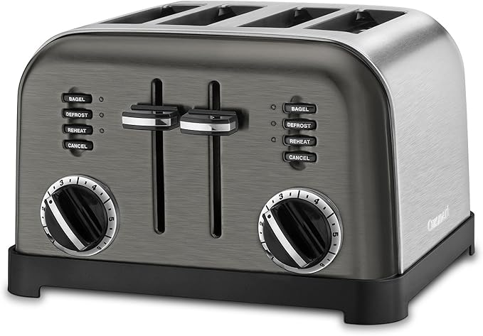 Cuisinart CPT-180BKS Classic 4-Slice Toaster Black/Stainless Steel &amp DCC-1200 12 Cup Brew Central Maker Coffee Maker2 Black Stainless Steel