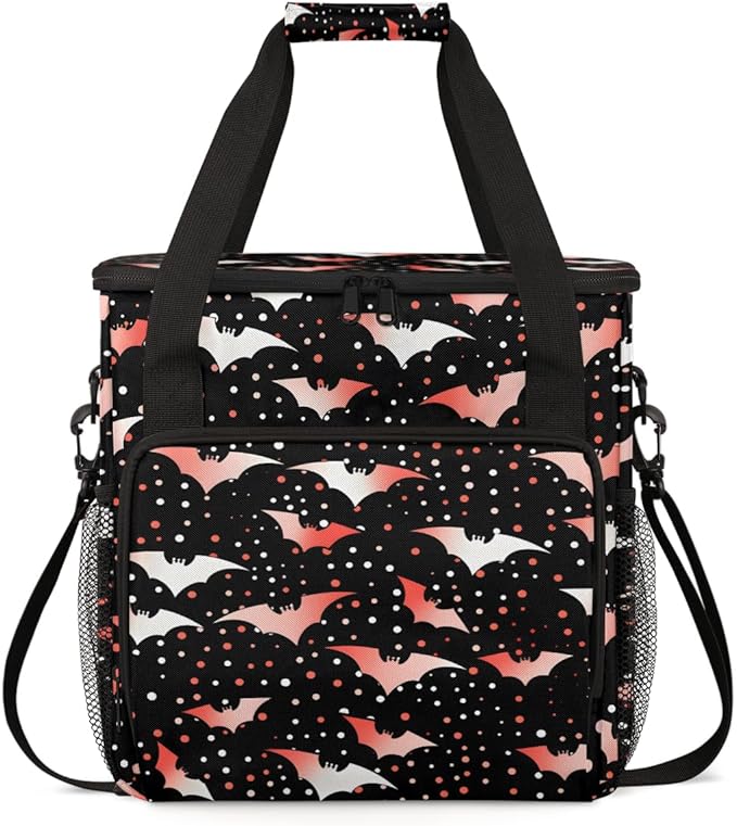 Gothic Bat Coffee Maker Carrying Bag Fantastic Bat Travel Storage Bag Compatible with K-Mini or K-Mini Plus Single Serve Coffee Brewer Carrying Case with Multiple Pockets &amp Shoulder Strap