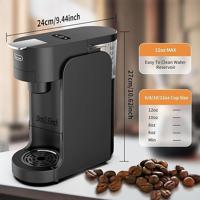 Capsule Coffee Machine Mini Espresso Machine Smart Dual Mode with 3000l Water Tank 3 Height Adjustable Cup Holder(119/143/175mm) for K-Cup Capsules Cappuccino