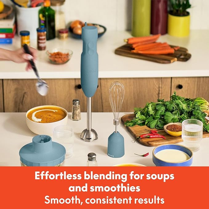 Immersion Hand Blender System with Multiple Attachments 500W Variable Speed Motor Detachable Stainless Steel Blending Arm Whisk Attachment Chopper Bowl Measuring Beaker Ergonomic Grip for Soups