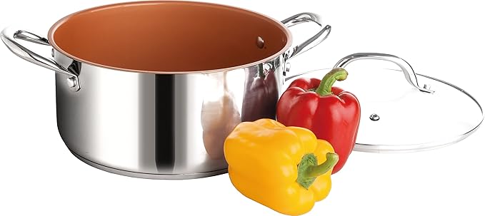 Redwood Copper 7 Piece Stainless Steel Cookware Set with Ceramic Titanium Non Stick 1