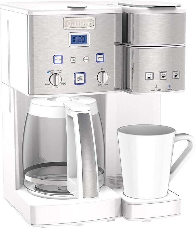Cuisinart SS-15W Maker Coffee Center 12-Cup Coffeemaker and Single-Serve Brewer White Stainless Steel