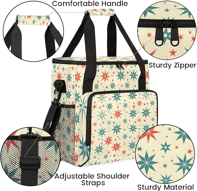 Christmas Snowflakes Coffee Maker Carrying Bag Cartoon Snowflakes Travel Storage Bag Compatible with K-Mini or K-Mini Plus Single Serve Coffee Brewer Carrying Case with Pockets &amp Shoulder Strap