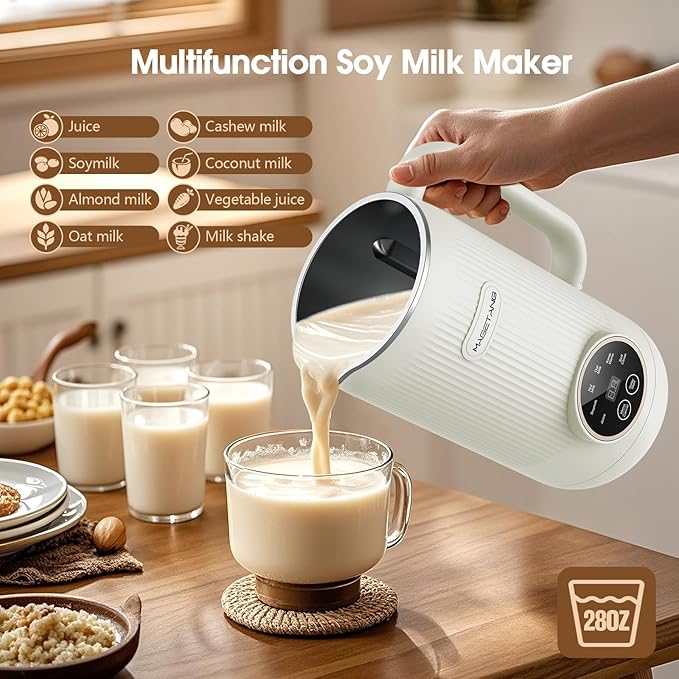 7 in 1 Nut Milk Maker Machine 28oz Automatic Milk Maker for Homemade Coconut Oat Soy Plant-Based Milk Juice with 18H Delay Start/6H Keep Warm/Self Cleaning (White)