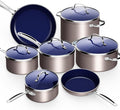 Nuwave 12pc Forged Lightweight Cookware Set G10 Healthy Duralon Ceramic Ultra Non-Stick Coating Vented Tempered Glass Lids Stay-Cool Handles Induction-Ready &amp Works on All Cooktops PFAS Free