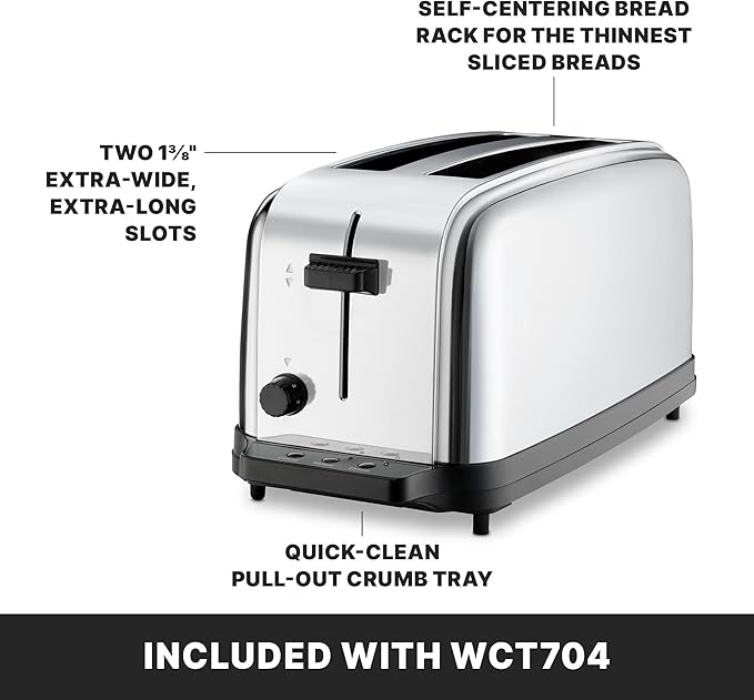 Waring Commercial WCT704 4 Slice Extra Long Slot Light Duty Pop-Up Toaster 120V 5-15 Phase Plug