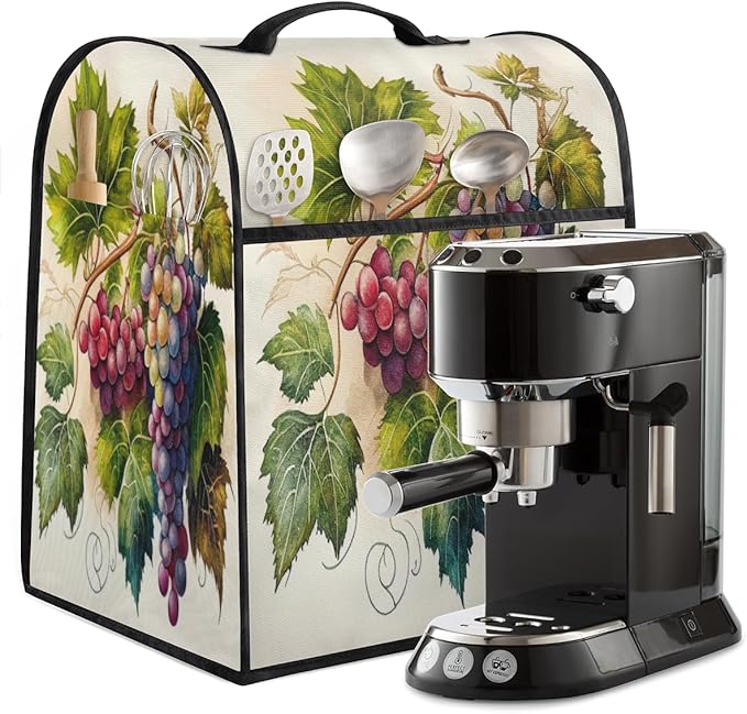Kitchen Aid Mixer Cover Painting Fruit Grape Stand Mixer Cover Compatible with 6-8 Quarts Stand Mixers Dust Covers with Zipper Pocket Foldable Washable Kitchen Aid Organizer Bag