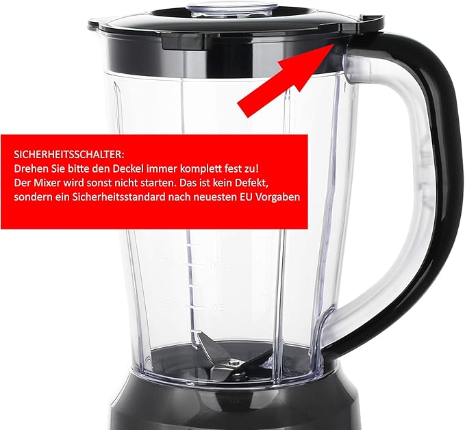 Emerio Standmixer 1.5L Behälter BPA Frei Schwarz Black BL-12816.8