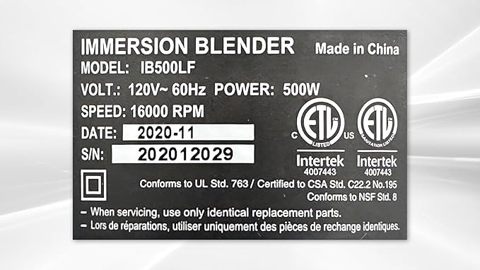 Commercial Immersion Blender 19.7-Inch Shaft 16000 RPM ETL Listed 500w+500mm