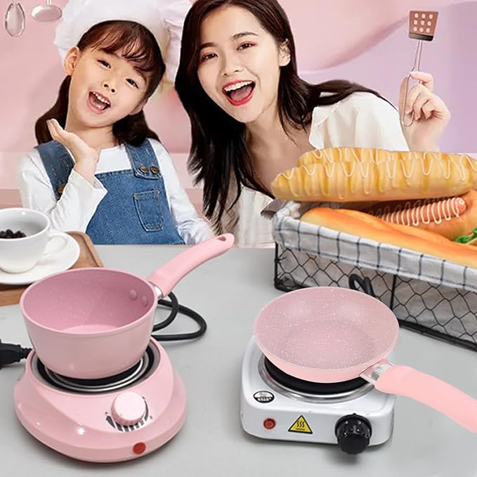 Mumusuki 2 Pcs Cookware Set Anti Stick Aluminum Alloy Removable Soup Milk Pot and Frying Pan Set Professional Kitchen Cooking Set for Electric Ceramic Stove