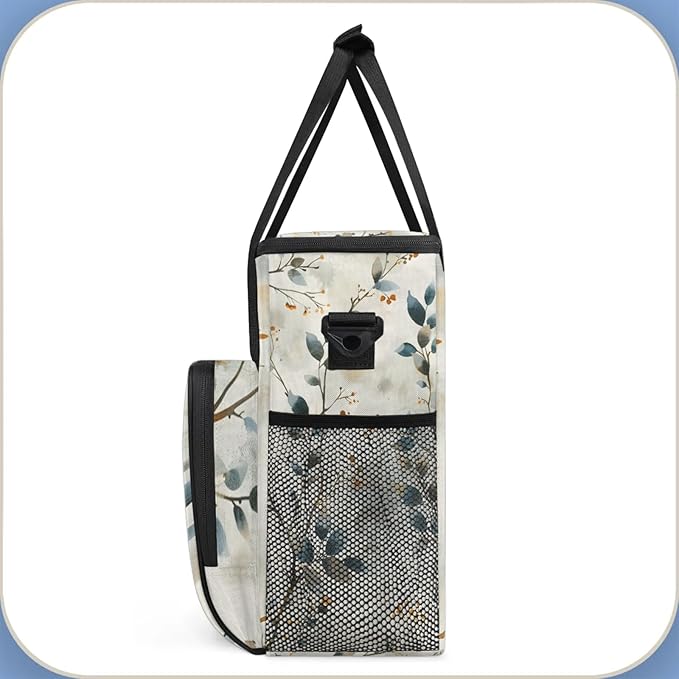 Branch Leaves Coffee Maker Travel Bag for Keurig K-Mini/K-Mini Plus Insulated Waterproof Tote with Pockets for K-Cup Portable Single-Serve Brewer Case