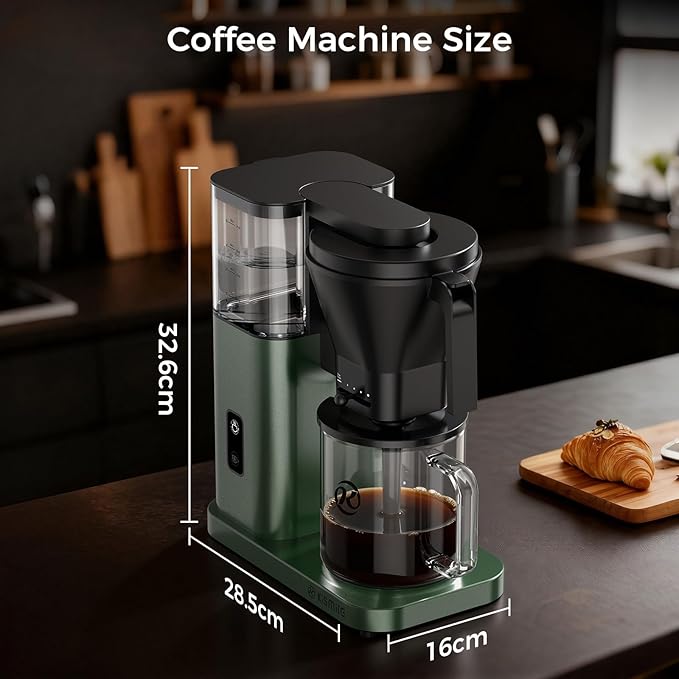 Kismile 8 Cup Drip Coffee Maker Machine Pour Over Coffee Brew with 3s Instant Heat 197-205℉ Removable Water Tank Adjustable Flow Control Deep Cold Brew &amp Keep Warm 40 Min Easy to Clean (Junip