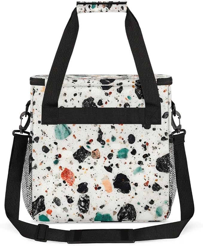 Marble Pattern Design Coffee Maker Carrying Bag Compatible with K-Mini or K-Mini Plus Portable Single Cup Coffee Maker Case with Pockets for K Cup Pods