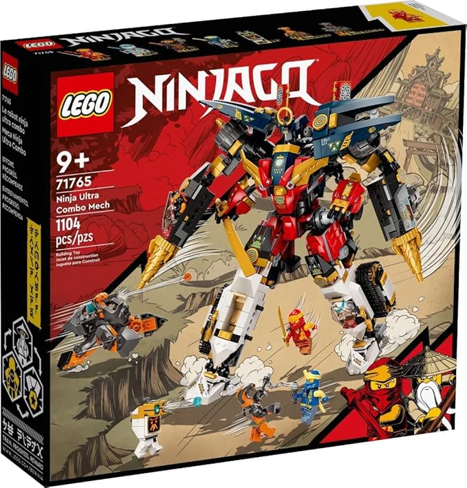 Lego NINJAGO Ninja Ultra Combo Mech 4 in 1 Set 71765 with Toy Car Jet Plane and Tank Toys Plus 7 Minifigures