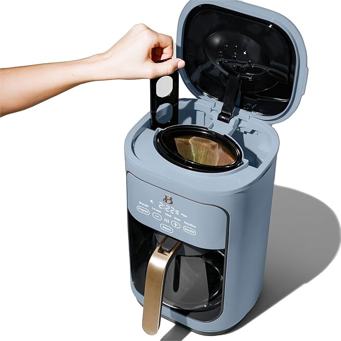 B - Coffee Maker 14-Cup Touch Display Programmable 1200W Stainless Steel Keep Warm 24h Timer (Cornflower Blue)