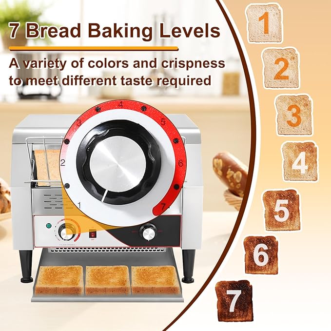 450 Slices/Hour commercial toaster conveyorHeavy Duty Commercial Stainless Steel Restaurant Conveyor Toaster for Bun Bagel Bread110V 2600W