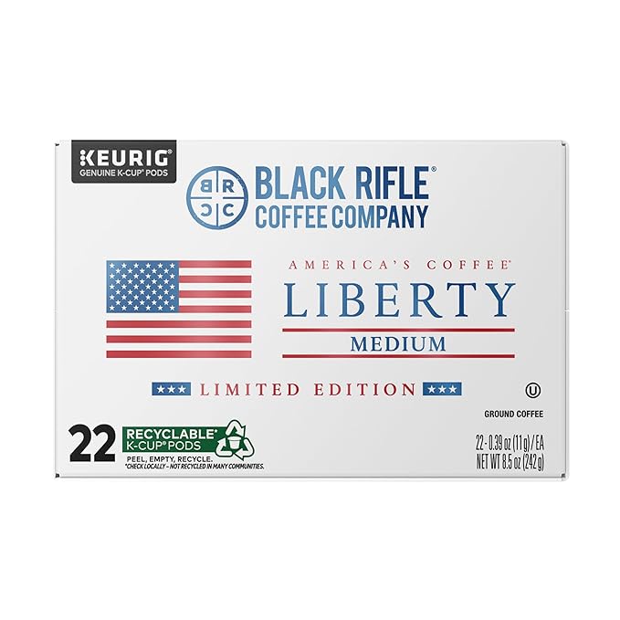 Black Rifle Coffee Company Liberty Roast 22ct Single Serve Coffee 22 Count with Notes of Hazelnut Brown Sugar &amp Mild Citrus