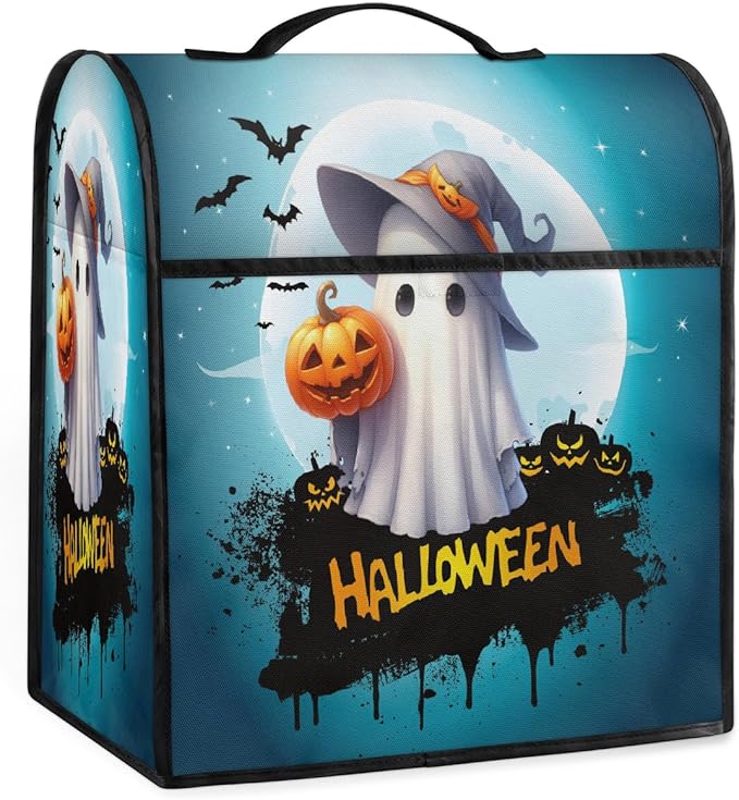 cfpolar Kitchen Aid Mixer Cover Compatible with 6-8 Quarts Halloween Bat Pumpkin Ghosts Stand Mixer Cover Kitchen Aid Mixers Accessories Appliance Organizer Bag Dust Covers with Zipper Pocket