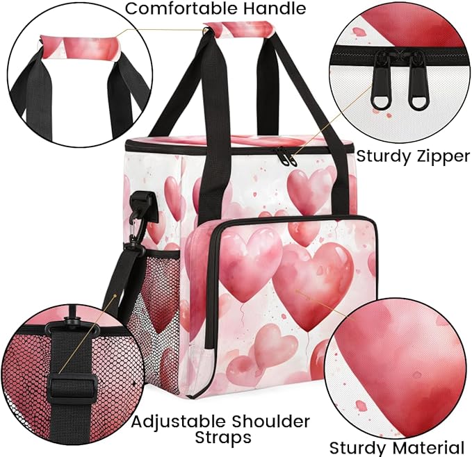 Heart Balloon Coffee Maker Carrying Bag Portable Travel Storage Tote Bag Compatible with K-Mini or K-Mini Plus Single Serve Coffee Brewer Carrying Case with Multiple Pockets &amp Shoulder Strap