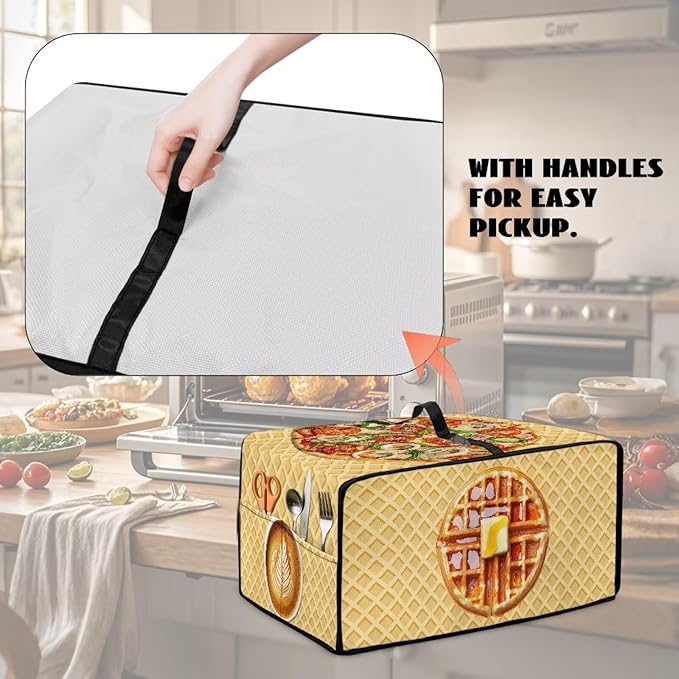 Doojoayie Waffle Toaster Cover 4 Slice Small Appliance Dust Protector Bread Making Machine Cover Compatible with Toaster/Kitchen Appliance 18.5x14.5x 9