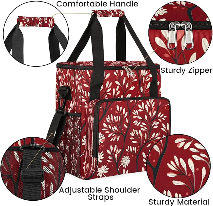 Leaves Printed Coffee Maker Carrying Bag Compatible with K-Mini or K-Mini Plus Portable Single Cup Coffee Maker Case with Pockets for K Cup Pods