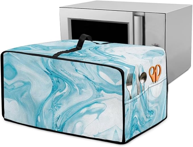 Doojoayie 6 Slice Toaster Cover Bread Machine Cover with Top Handle Design Kitchen Small Appliance Dust Protetor Stain Resistant Universal Fit Marble Print