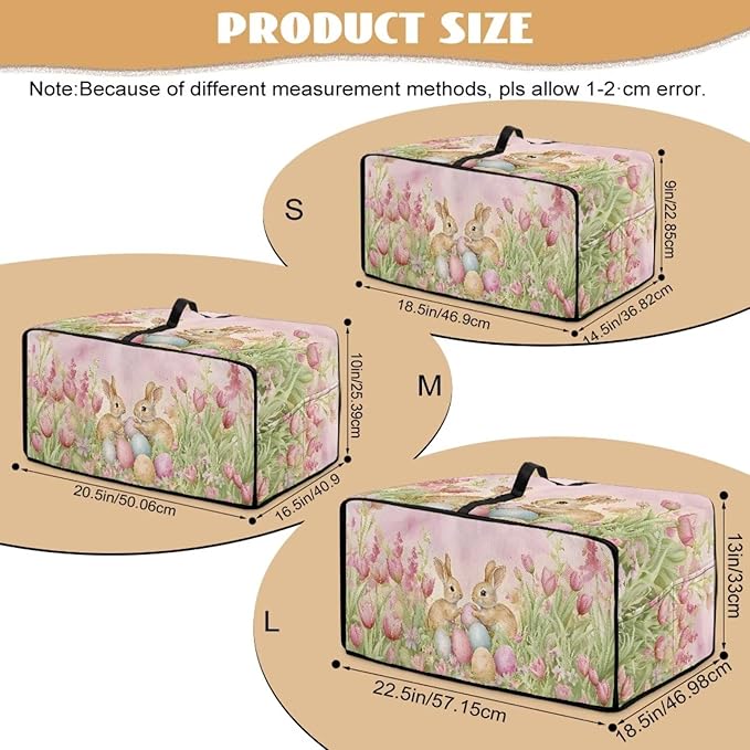 Bunny Tulip Print Toaster Oven Dust Cover Easter Egg Printed Heavy Duty Toaster Smart Oven Cover with Side Pocket Kitchen Small Appliance Cover Easter Decorative S