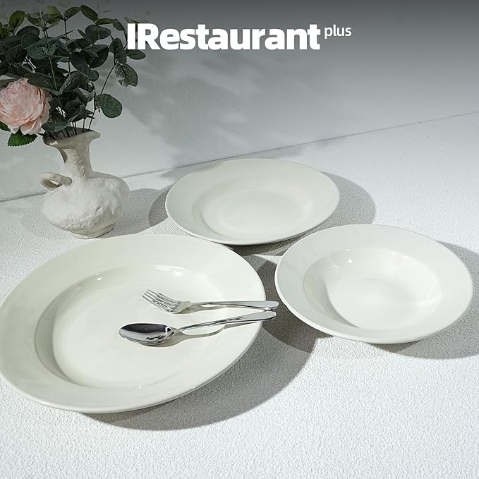 Stoneware Wide Rim Commercial Grade Dinnerware America White Pasta Bowl 24oz Case of 12