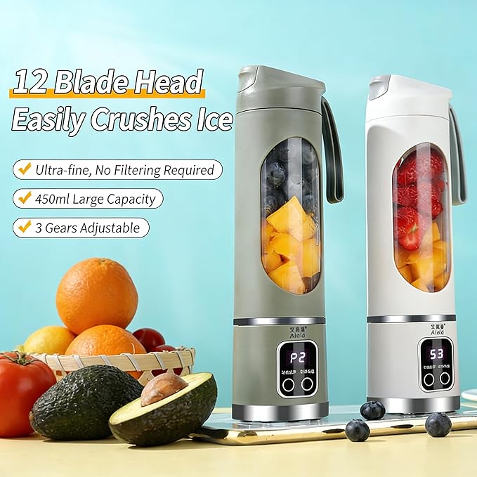 Portable Blender Personal Electric USB500ML Portable juicer Shakes and Smoothies BlenderSmall BlendersMixingCompact、Convenient and Versatile (green)