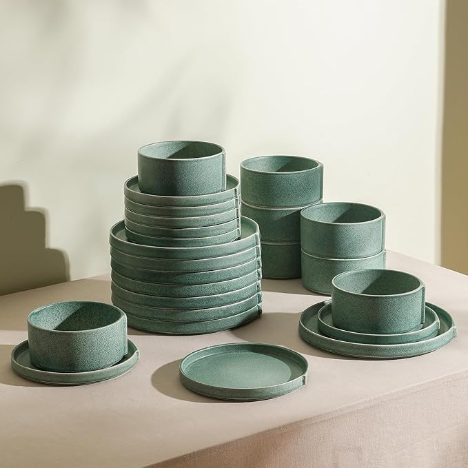 Stone Lain Bao 24-Piece Dinnerware Set Stoneware Green