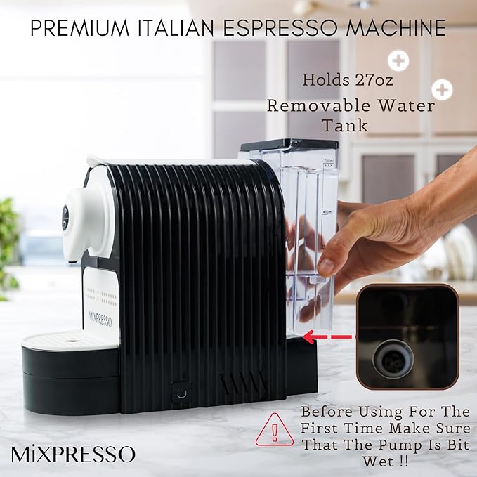 Mixpresso Blue Espresso Machine for Nespresso Compatible Capsule Single Serve Coffee Maker Programmable for Espresso Pods Premium Italian 19 Bar High Pressure Pump 27oz 1400w Capsule Coffee Maker