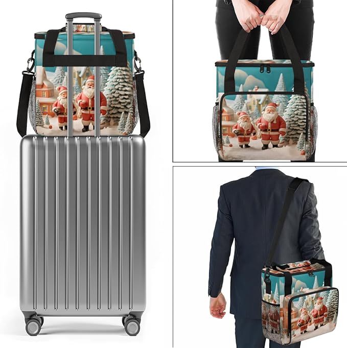 Colorful Santa Claus Coffee Maker Carrying Bag Fantastic Santa Claus Travel Storage Bag Compatible with K-Mini or K-Mini Plus Single Serve Coffee Brewer Carrying Case with Pockets &amp Shoulder Str