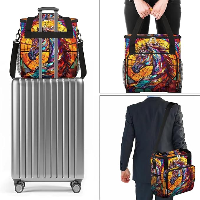 Coffee Maker Carrying Bag Horse Glass Single Cup Coffee Maker Travel Bag Compatible with Keurig K-Mini or K-Mini Plus Portable Storage Bag with Shoulder StrapAZ-198