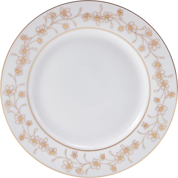 Mikasa Floral Metallic Gold 32 Piece Dinnerware Set Service For 8 White