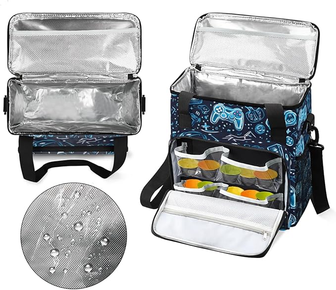 Gaming Controller Print Coffee Maker Travel Bag for Keurig K-Mini/K-Mini Plus Insulated Waterproof Tote with Pockets for K-Cup Portable Single-Serve Brewer Case