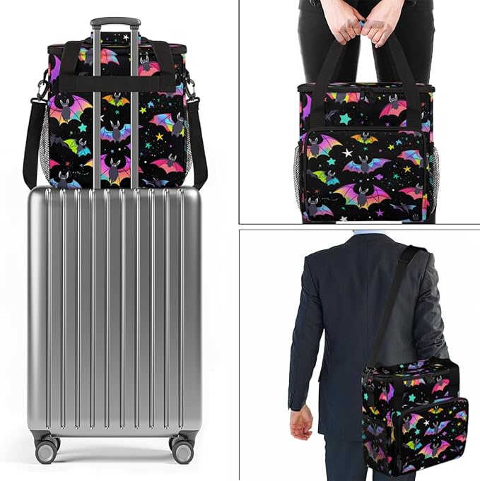 Halloween Bat Coffee Maker Carrying Bag Mystical Bat Travel Storage Bag Compatible with K-Mini or K-Mini Plus Single Serve Coffee Brewer Carrying Case with Multiple Pockets &amp Shoulder Strap