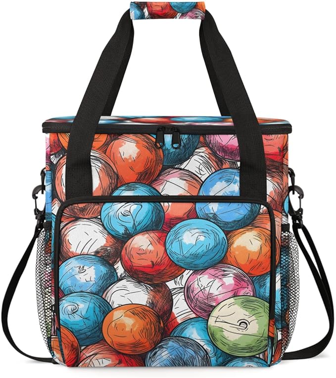 Abstract Ball Coffee Maker Carrying Bag Graffiti Sport Travel Storage Bag Compatible with K-Mini or K-Mini Plus Single Serve Coffee Brewer Carrying Case with Multiple Pockets &amp Shoulder Strap