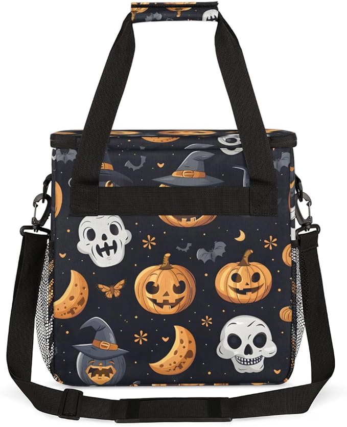 Retro Pumpkin Coffee Maker Carrying Bag Abstract Pumpkin Travel Storage Bag Compatible with K-Mini or K-Mini Plus Single Serve Coffee Brewer Carrying Case with Multiple Pockets &amp Shoulder Strap