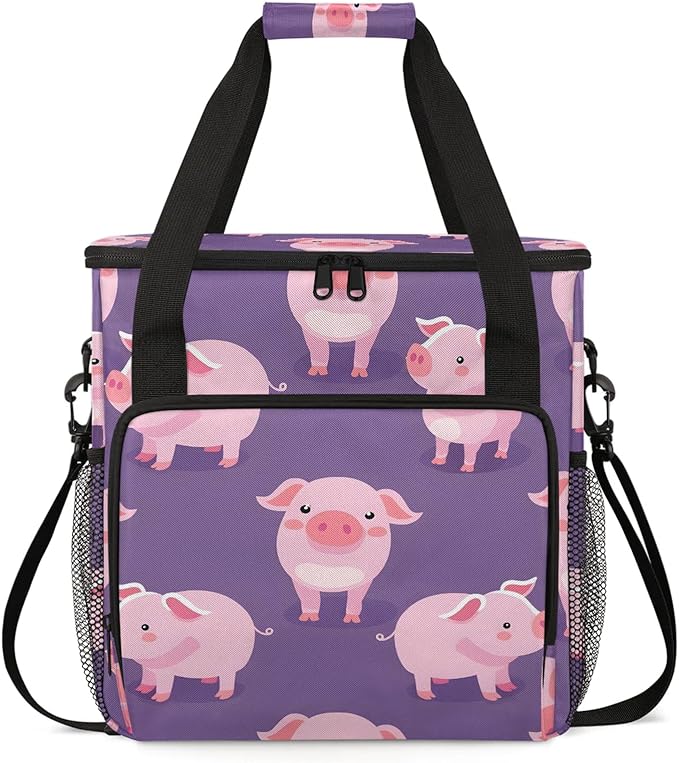 Pig Travel Coffee Maker Carrying Bag Large Organizer Storage Tote Bag Insulated Reusable Cooler Grocery Bags