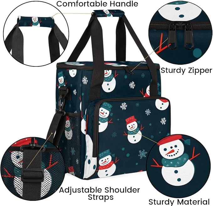Christmas Snowman Coffee Maker Carrying Bag Oil Painting Snowman Travel Storage Bag Compatible with K-Mini or K-Mini Plus Single Serve Coffee Brewer Carrying Case with Pockets &amp Shoulder Strap