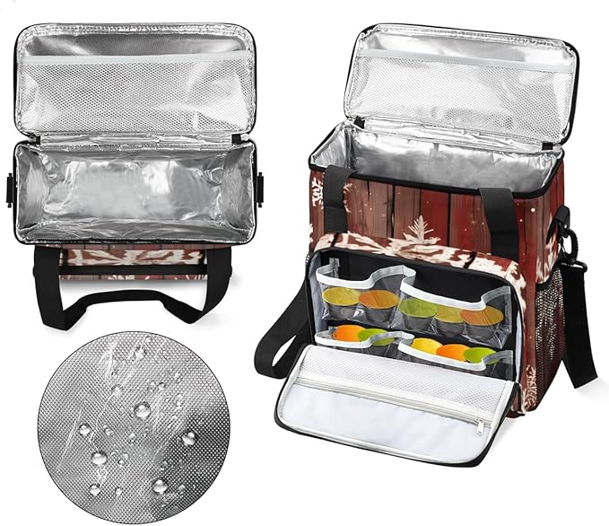Xmas Snowflakes Coffee Maker Carrying Bag Retro Snowflakes Travel Storage Bag Compatible with K-Mini or K-Mini Plus Single Serve Coffee Brewer Carrying Case with Multiple Pockets &amp Shoulder Stra