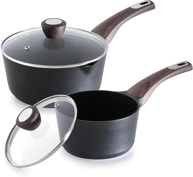 SENSARTE 1.5 &amp 2.5 Quart Sauce Pan Sets with Lid Cooking Pots Set Nonstick Saucepan Set with Pour Spout Small Kitchen Pot Non toxic Saucepot Induction Comptable Easy to Clean PFOA Free