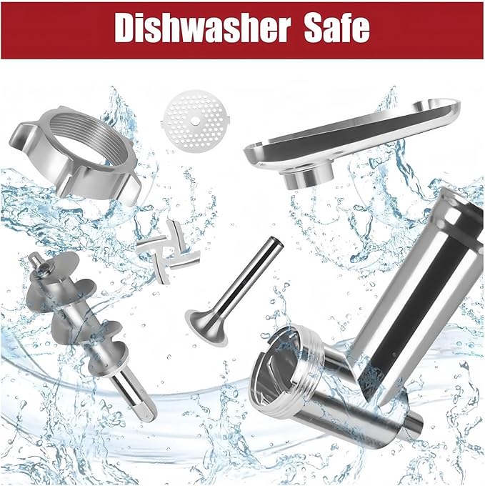 304 Dishwasher Safe Stainless Steel Food Grinder Attachment Compatible for KitchenAid Food Grinder Compatible with Meat Grinder Attachment