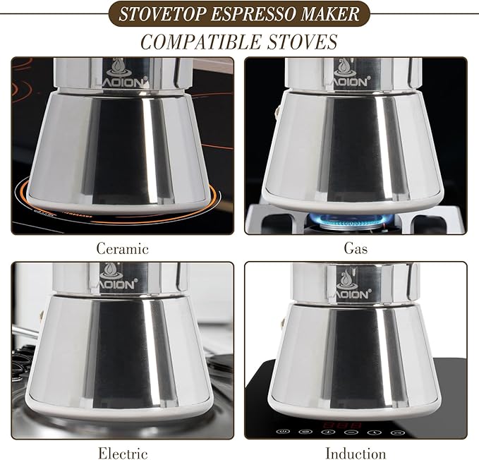 Stovetop Espresso Maker 3Cup 160ml Moka Pot Crystal Glass-top &amp Stainless Steel Coffee Maker Mocha Pot Greca De Cafe Cuban and Italian Coffee Maker for Cafetera Cubana